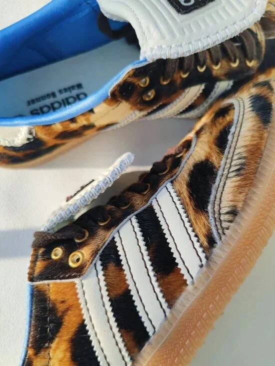 Women's Adidas x Wales Bonner Samba Leopard Print Pony Sneakers - Picture 6 of 9